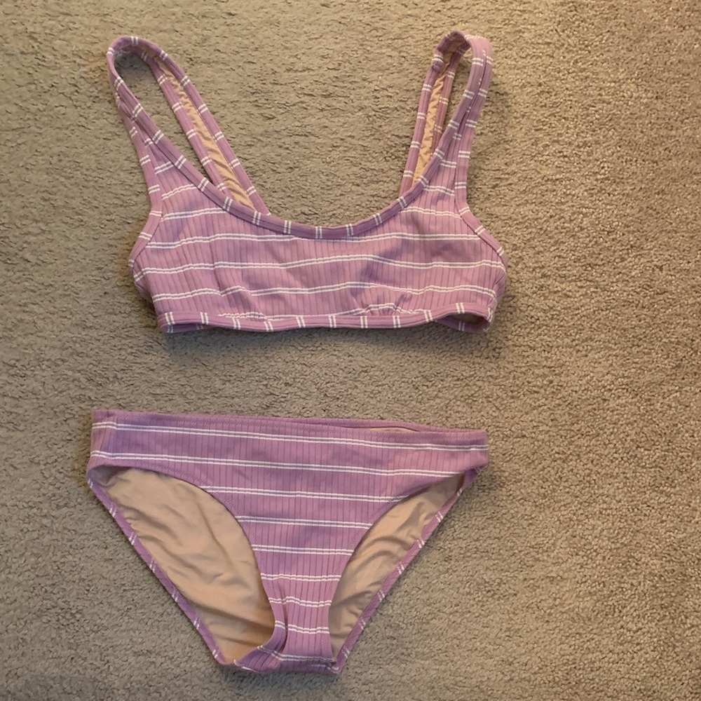 Madewell Lavender Striped Bikini Set